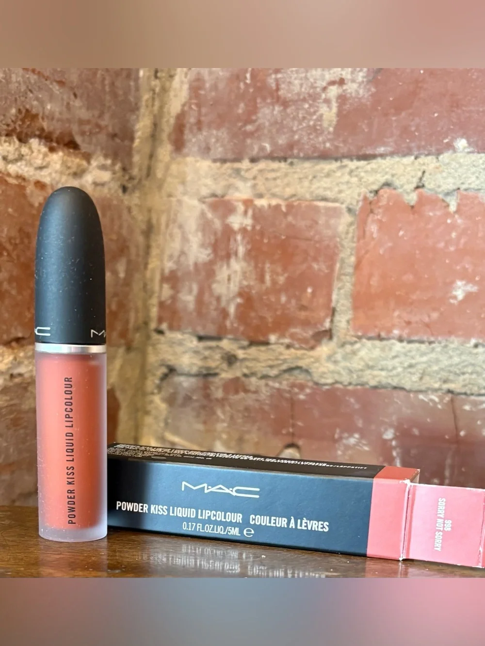 MAC Cosmetics Powder Kiss Liquid Lipcolour - Warm Coral Pink-SORRY NOT SORRY.